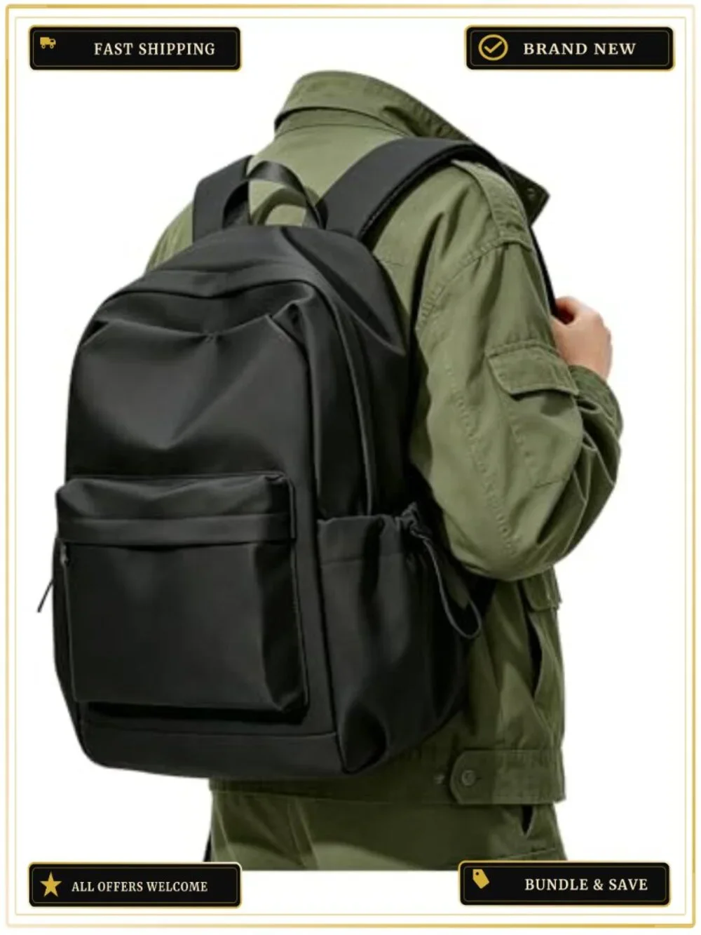 Small Black Backpack for School Teens Adults